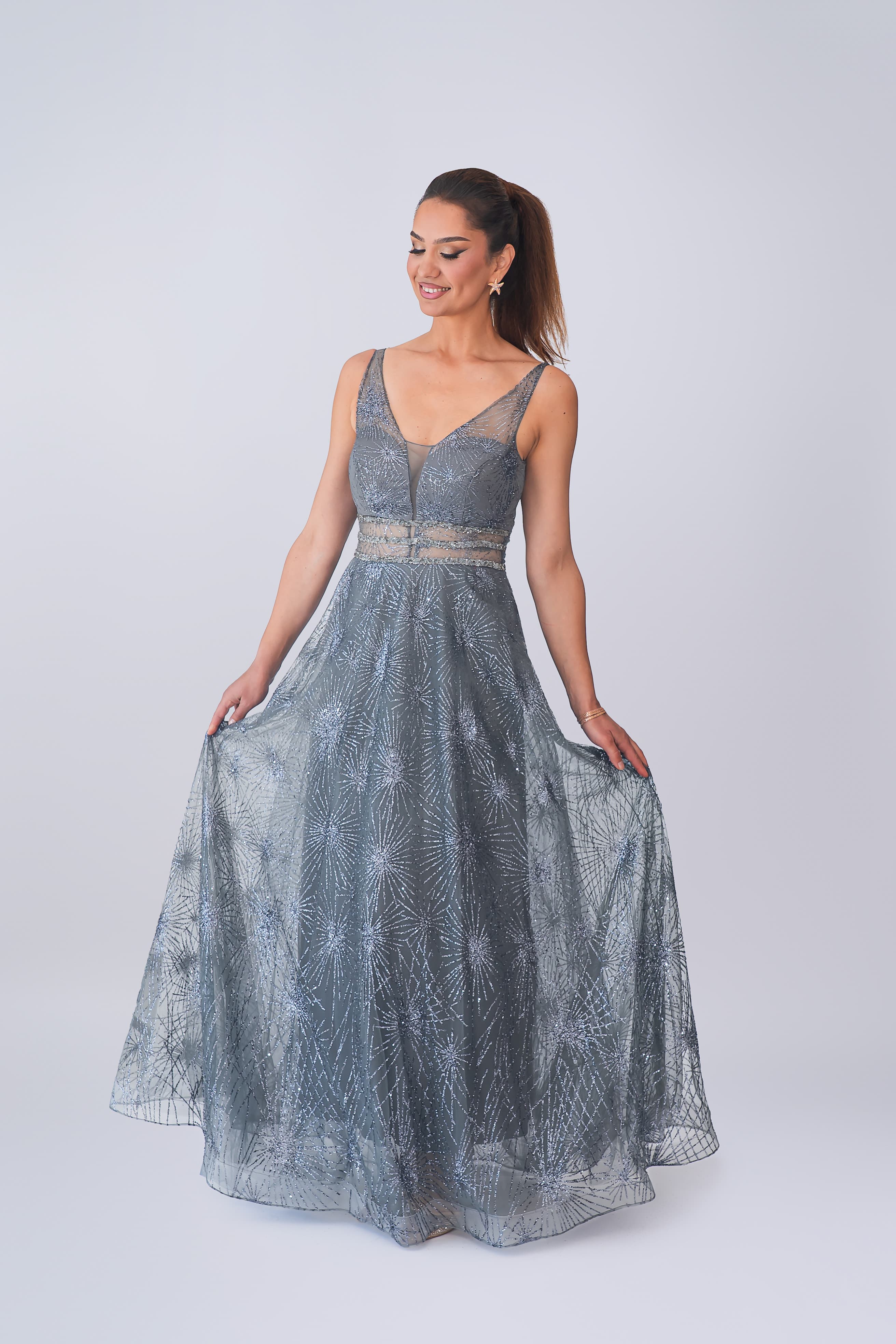 Grey Sparkle Evening Gown